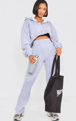 Discount PrettyLittleThing Shape Zip Front Long Sleeve Cropped Hoodie Grey Marl