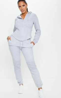 Online PrettyLittleThing Shape Panel Detail High Waist Sweatpants Grey