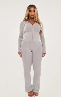 Outlet PrettyLittleThing Shape Sculpted Foldover Waist Flare Pants Grey