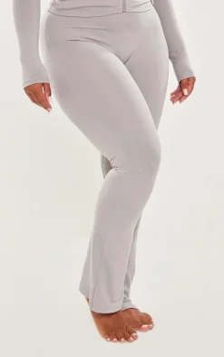 Outlet PrettyLittleThing Shape Sculpted Foldover Waist Flare Pants Grey