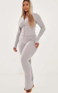Outlet PrettyLittleThing Shape Sculpted Zip Through Hoodie Grey