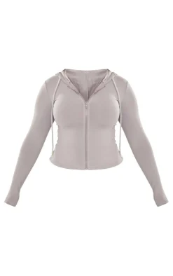 Outlet PrettyLittleThing Shape Sculpted Zip Through Hoodie Grey