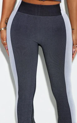 Online PrettyLittleThing Shape Grey Seamless Contrast High Waist Leggings White