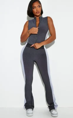 Sale PrettyLittleThing Shape Grey Seamless Zip Through Sleeveless Top White