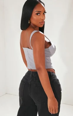 PrettyLittleThing Corsets*Shape Stretch Woven Suspender Detail Corset Top