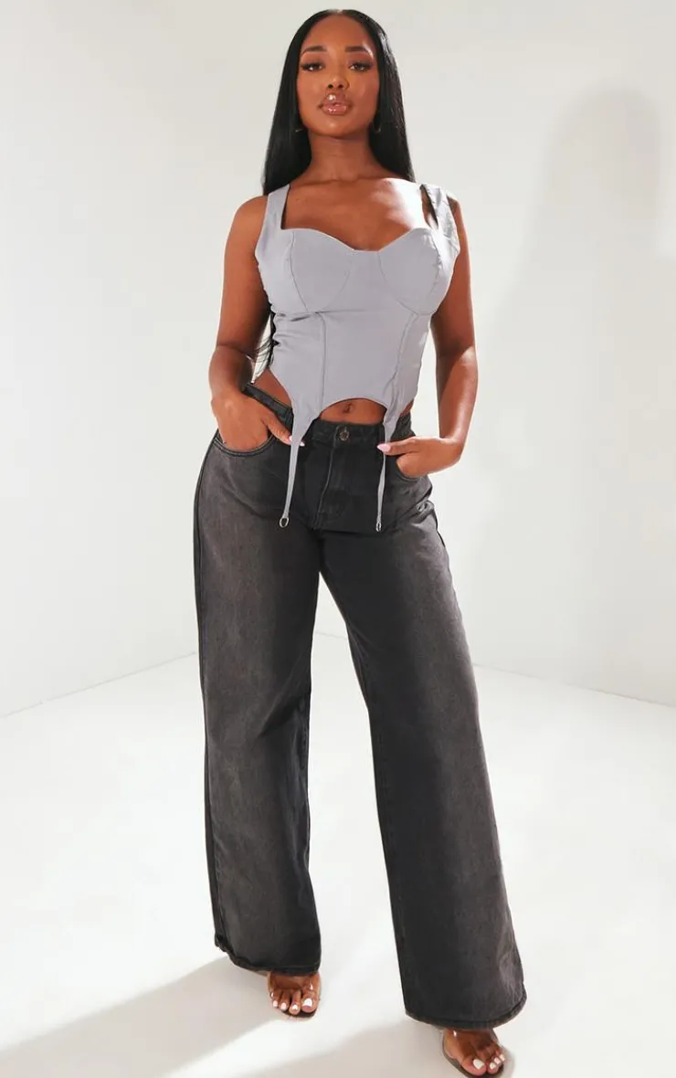 PrettyLittleThing Corsets*Shape Stretch Woven Suspender Detail Corset Top