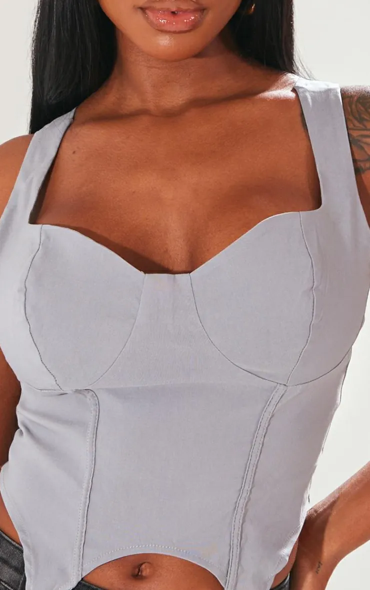 PrettyLittleThing Corsets*Shape Stretch Woven Suspender Detail Corset Top