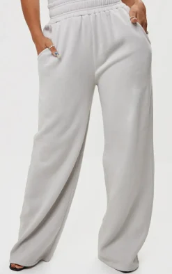 Discount PrettyLittleThing Shape Sweat High Waist Wide Leg Sweatpants Grey