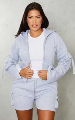 Clearance PrettyLittleThing Shape Sweat Pocket Detail Shorts Grey