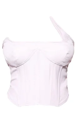 Online PrettyLittleThing Shape Woven Bust Detail Corset Grey