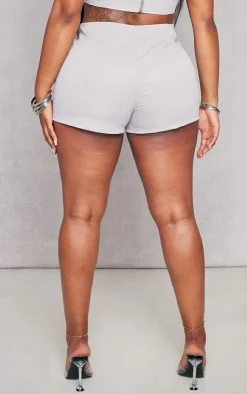 Hot PrettyLittleThing Shape Woven Lace Up Detail Shorts Grey