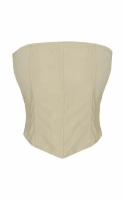 PrettyLittleThing Shape Woven Lace Up Back Corset Grey