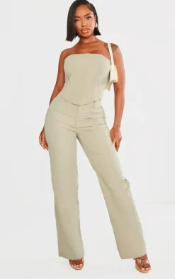Clearance PrettyLittleThing Shape Woven Low Rise Pants Grey