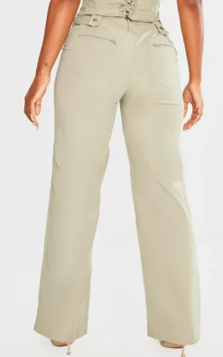 Clearance PrettyLittleThing Shape Woven Low Rise Pants Grey