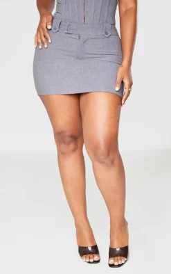 Best PrettyLittleThing Shape Woven Micro Mini Skirt Grey
