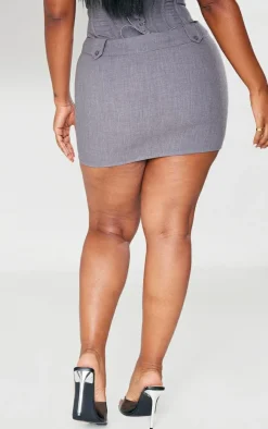 Best PrettyLittleThing Shape Woven Micro Mini Skirt Grey
