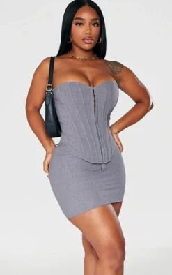 Best PrettyLittleThing Shape Woven Micro Mini Skirt Grey