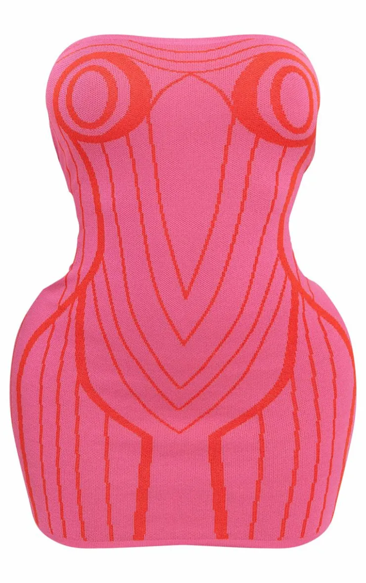Shape Knit Body Printed Bandeau Mini Dress-PrettyLittleThing Best