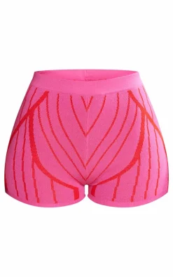 Outlet PrettyLittleThing Shape Knit Body Printed Racer Crop Top Hot Pink