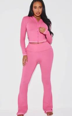 Best PrettyLittleThing Shape Sculpted Contrast Stitch Zip Through Hoodie Hot Pink