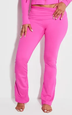 Outlet PrettyLittleThing Shape Sculpted Foldover Waist Flare Pants Hot Pink