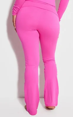 Outlet PrettyLittleThing Shape Sculpted Foldover Waist Flare Pants Hot Pink