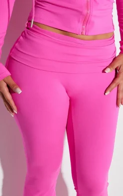 Outlet PrettyLittleThing Shape Sculpted Foldover Waist Flare Pants Hot Pink