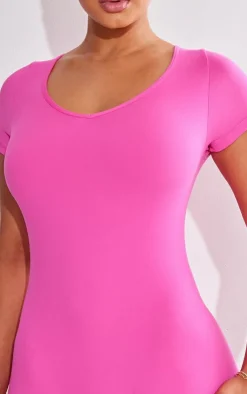 PrettyLittleThing Unitards*Shape Sculpted Plunge V Neck Short Sleeve Unitard