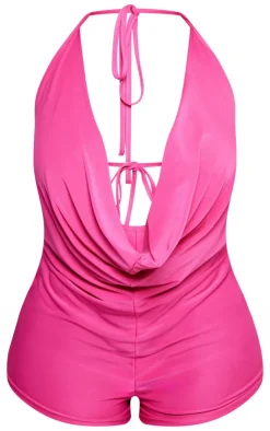 PrettyLittleThing Unitards*Shape Slinky Halterneck Cowl Panties Unitard