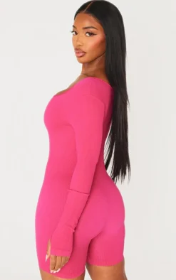 PrettyLittleThing Unitards*Shape Snatched Ribbed Long Sleeve Unitard