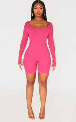 PrettyLittleThing Unitards*Shape Snatched Ribbed Long Sleeve Unitard