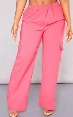 Outlet PrettyLittleThing Shape Stretch Woven Pocket Detail Wide Leg Pants Hot Pink