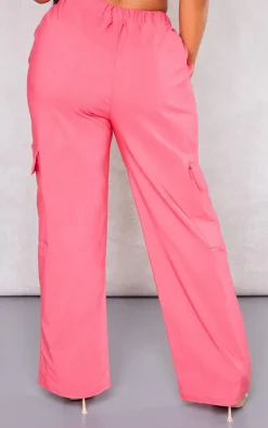 Outlet PrettyLittleThing Shape Stretch Woven Pocket Detail Wide Leg Pants Hot Pink