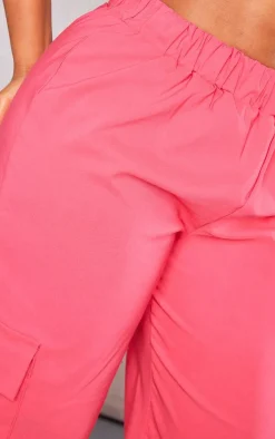 Outlet PrettyLittleThing Shape Stretch Woven Pocket Detail Wide Leg Pants Hot Pink