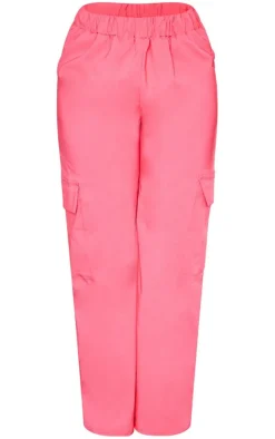 Outlet PrettyLittleThing Shape Stretch Woven Pocket Detail Wide Leg Pants Hot Pink