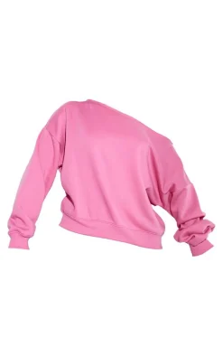 Shape Hot Pink Sweat Raw Edge Slouch Sweatshirt