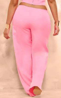 Best PrettyLittleThing Shape Woven Low Rise Wide Leg Pants Hot Pink
