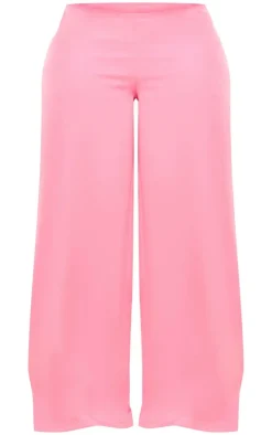 Best PrettyLittleThing Shape Woven Low Rise Wide Leg Pants Hot Pink