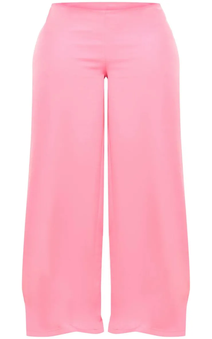 Best PrettyLittleThing Shape Woven Low Rise Wide Leg Pants Hot Pink