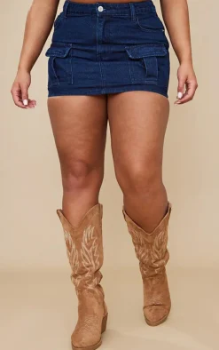 Clearance PrettyLittleThing Shape Denim Low Rise Micro Mini Skirt Indigo