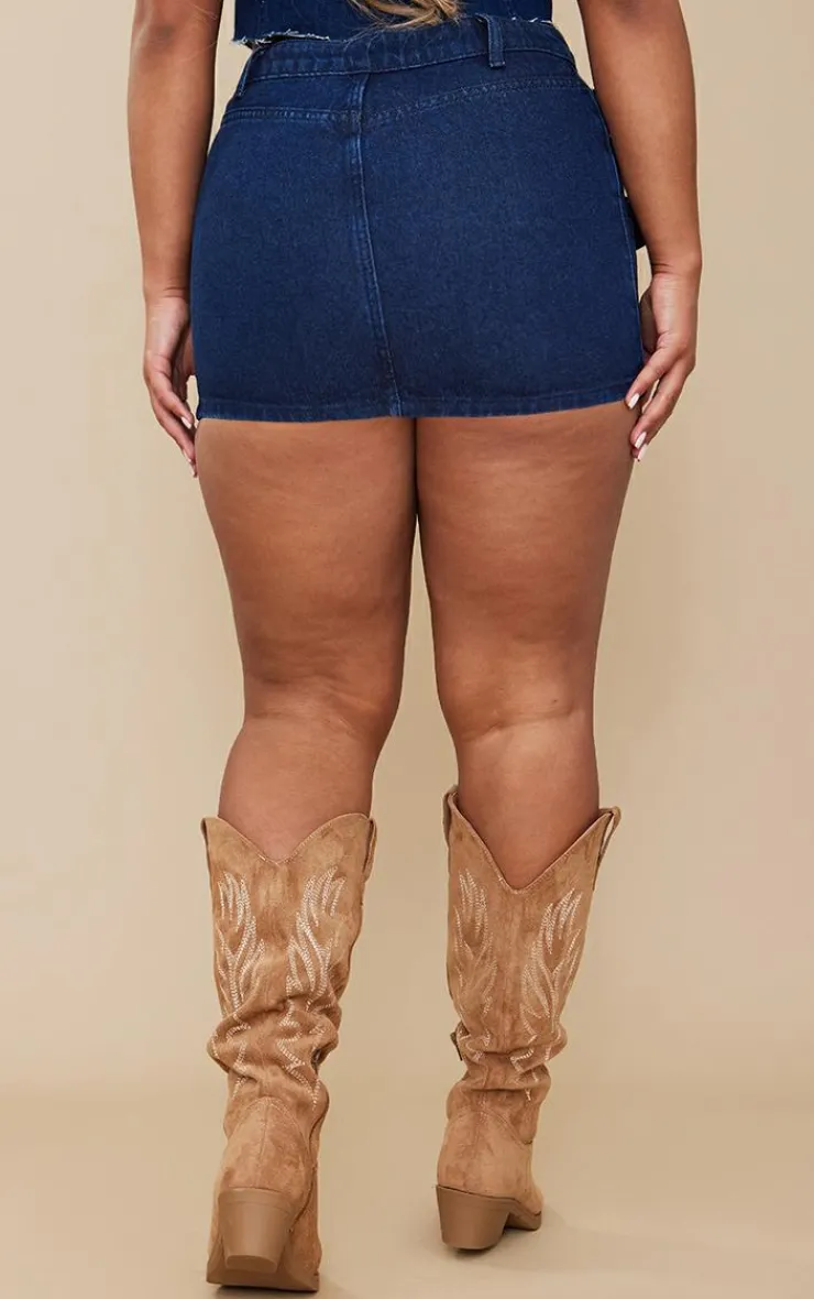 Clearance PrettyLittleThing Shape Denim Low Rise Micro Mini Skirt Indigo