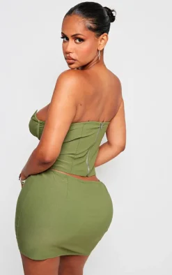 Discount PrettyLittleThing Shape Bandeau Corset Khaki