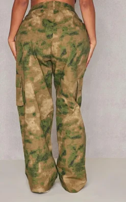 Best PrettyLittleThing Shape Camo Pocket Detail Wide Leg Pants Khaki