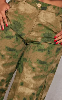 Best PrettyLittleThing Shape Camo Pocket Detail Wide Leg Pants Khaki