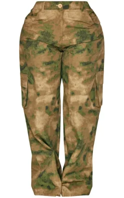 Best PrettyLittleThing Shape Camo Pocket Detail Wide Leg Pants Khaki