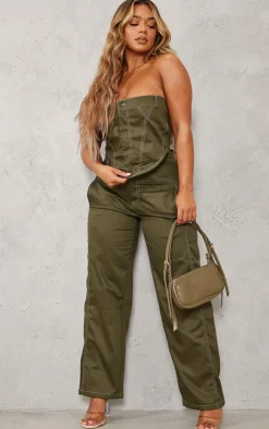 Clearance PrettyLittleThing Shape Cargo Bandeau Top Khaki