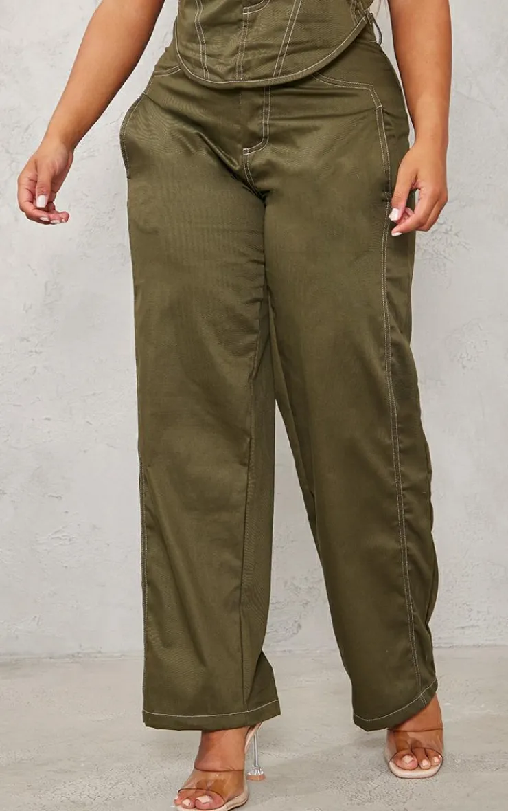 Best PrettyLittleThing Shape Cargo Straight Leg Pants Khaki