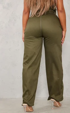 Best PrettyLittleThing Shape Cargo Straight Leg Pants Khaki