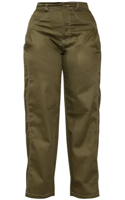 Best PrettyLittleThing Shape Cargo Straight Leg Pants Khaki