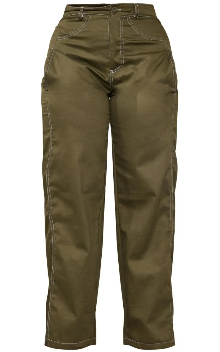 Best PrettyLittleThing Shape Cargo Straight Leg Pants Khaki